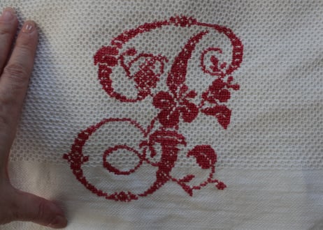France Antique 手刺繍クロス/MONOGRAM（数量4）