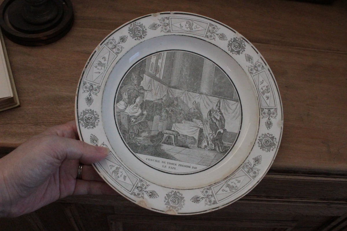 Creil et Montereau【クレイユ モントロー】グリザイユプレート（数量3