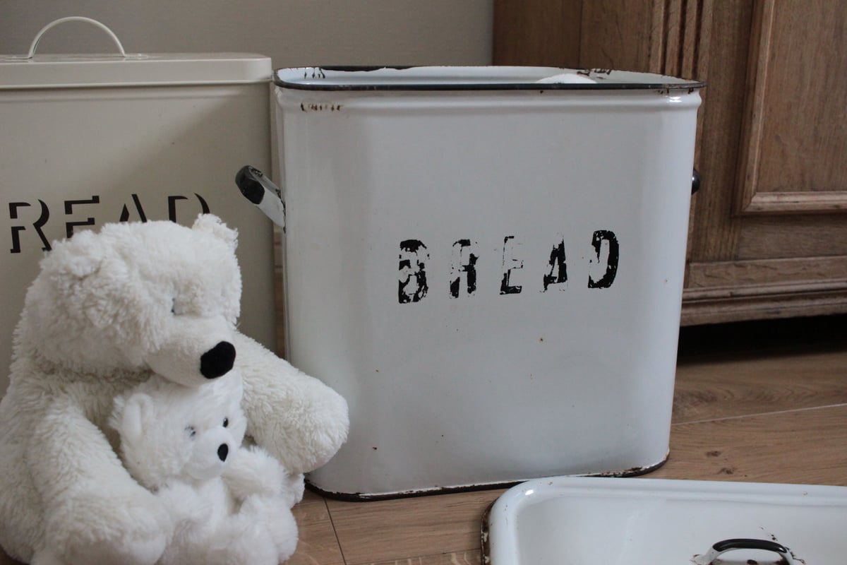 Vintage Enamel Big Bread Bin | Antique & Brocan