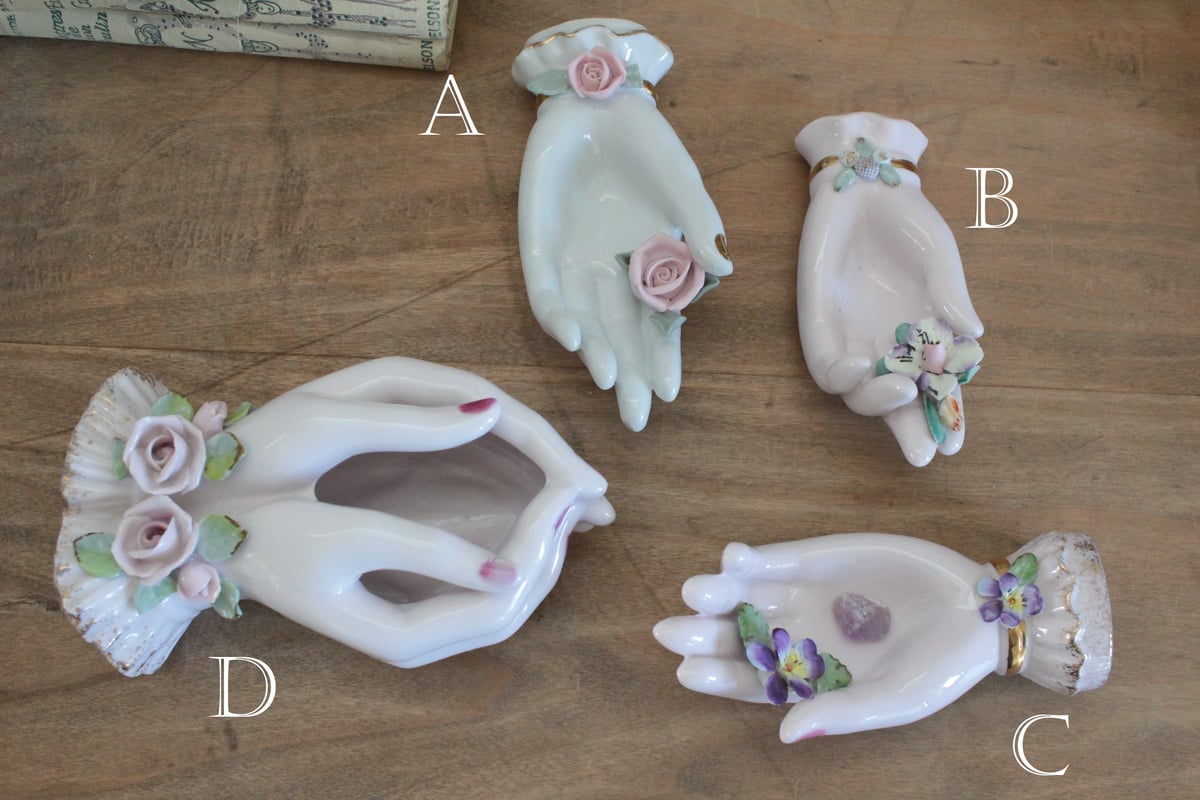 B】オリエンタルな花・レフトンのハンドモチーフ/Lefton Porcelain