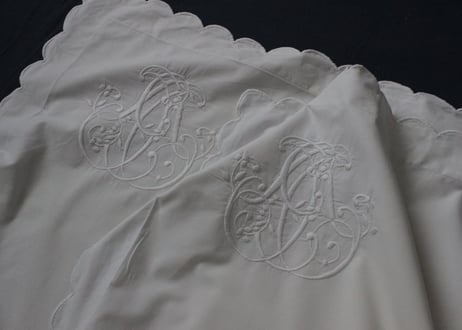 France Antique クッションカバー/MONOGRAM・W（数量2)