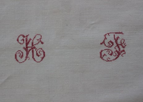 France Antique 赤ラインの大判シート/MONOGRAM "HF"