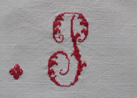 France Antique Linge Ancien Feuilles MONOGRAM“MTP”シーツ