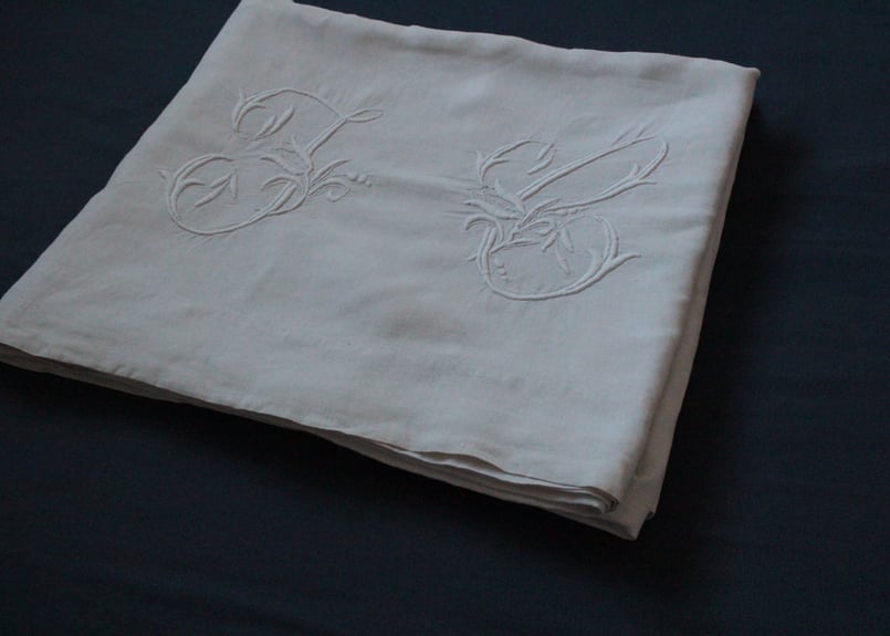 フランスアンティークイニシャルシーツ/モノグラムカバー/MONOGRAM“JC” フランスアンティークイニシャルシーツ/モノグラムカバー/MONOGRAM“JC