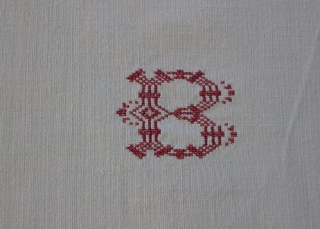 France Antique 赤ラインの大判シート/MONOGRAM "B・G"