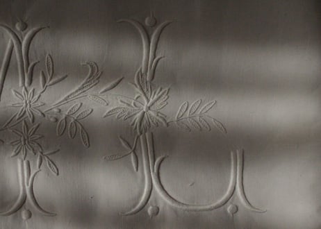 France Antique Linge Ancien Feuilles MONOGRAM“ML”大判シーツ