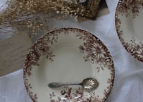 Gien【ジアン】"Fleurs d'Automne"マロン色のスーププレート A~C(数量3)