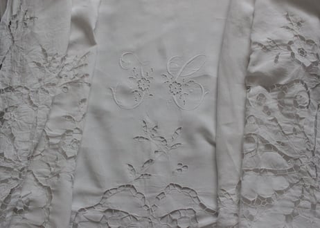 France Antique モノグラムシーツ/MONOGRAM “JC”