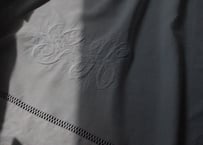 France Antique Linge Ancien Feuilles MONOGRAM“GH”大判シーツ