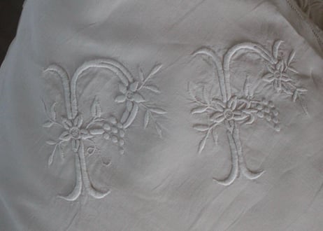 France Antique クッションカバー/MONOGRAM "P・F"