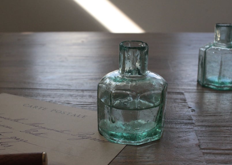 アンティーク　八角形ガラス瓶② イギリスのアンティーク六角形のガラスインク瓶（数量3）2/2