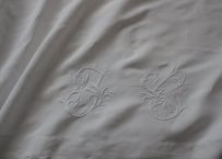 France Antique Linge Ancien Feuilles MONOGRAM“JC”