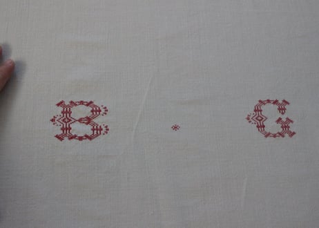 France Antique 赤ラインの大判シート/MONOGRAM "B・G"