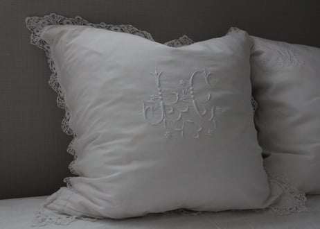 France Antique クッションカバー/MONOGRAM "J・C"