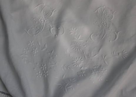 France Antique Linge Ancien Feuilles MONOGRAM“RB”