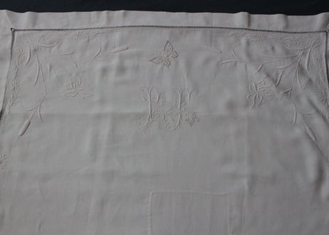 France Antique クッションカバー/MONOGRAM "P・F"蝶