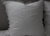 France Antique クッションカバー/MONOGRAM "J・C"