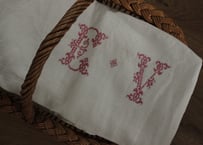 France Antique 大判シーツ/MONOGRAM “EV”