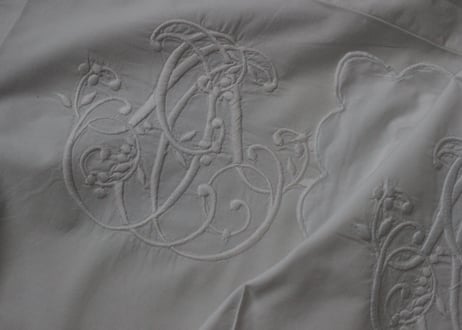 France Antique クッションカバー/MONOGRAM・W（数量2)
