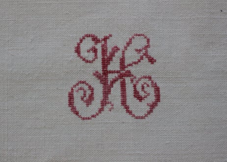 France Antique 赤ラインの大判シート/MONOGRAM "HF"