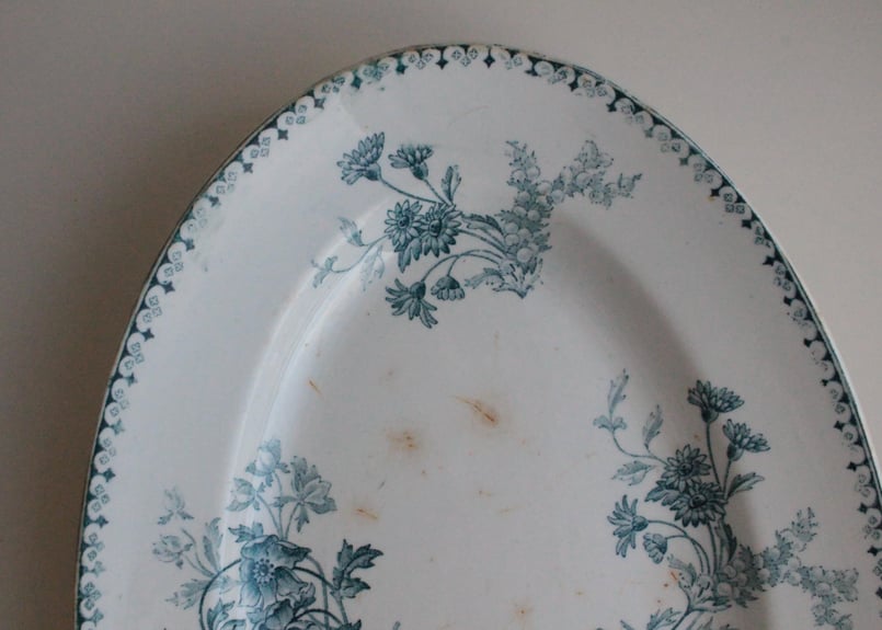 フランス/サルグミンヌ（SARRGUEMINES）ELVIREオーバルblue Sarreguemines 【サルグミンヌ】ELVIRE・オーバルプレート | Antique