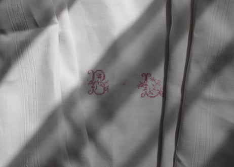 France Antique Linge Ancien Feuilles MONOGRAM“ B・L”大判シート