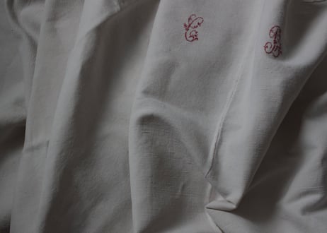 France Antique Linge Ancien Feuilles MONOGRAM“ C・B”大判シート