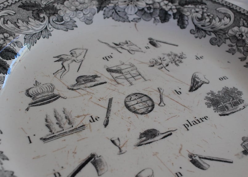 Creil et Montereau【クレイユ モントロー】グリザイユプレート（数量3