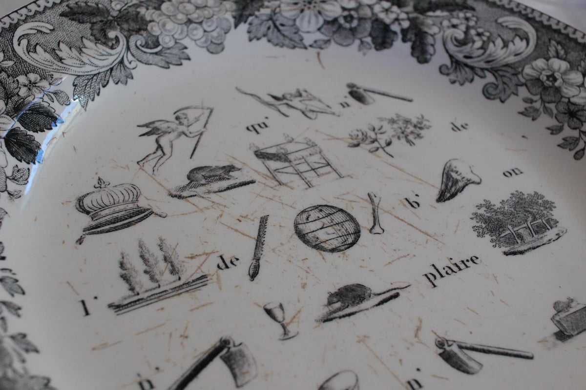 Creil et Montereau クレイユモントロー　グリザイユプレート CREIL ET MONTEREAU | La. YHA