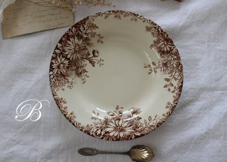 Gien【ジアン】"Fleurs d'Automne"マロン色のスーププレート A~C(数量3)