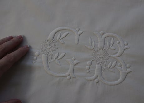 France Antique クッションカバー/MONOGRAM "C・B"