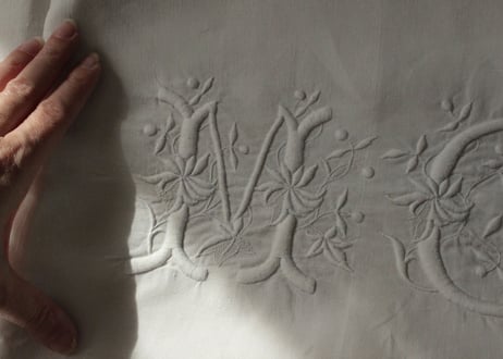 France Antique MONOGRAM“MC”　モノグラム大判シーツ