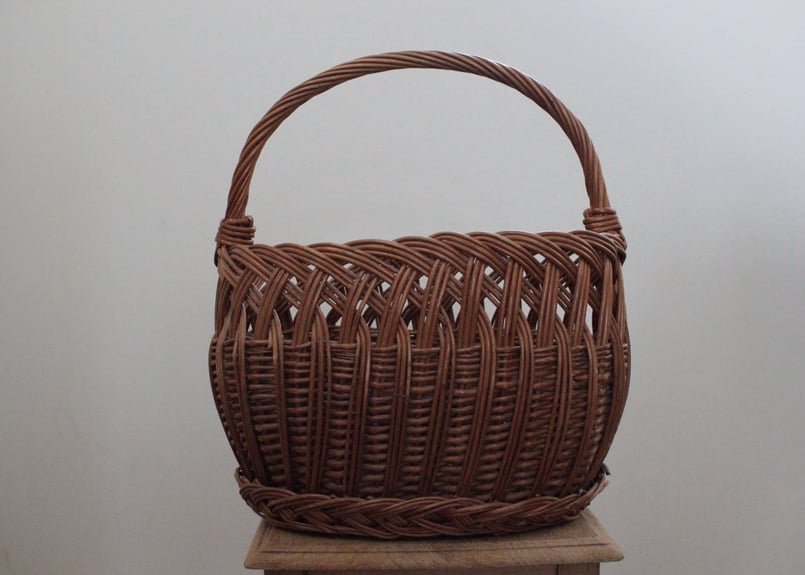 フランス　アンティーク　パニエ　F 両開き パニエ 小さなサイズ アンティーク籠 美品 フランス