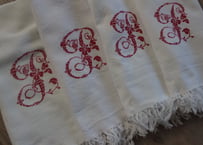 France Antique 手刺繍クロス/MONOGRAM（数量4）