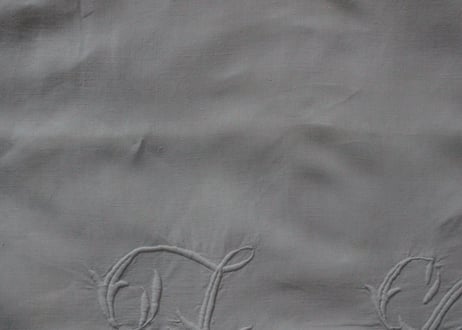France Antique Linge Ancien Feuilles MONOGRAM“JC”