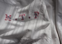 France Antique Linge Ancien Feuilles MONOGRAM“MTP”シーツ/RED・GREEN