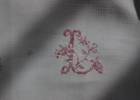 France Antique Linge Ancien Feuilles MONOGRAM“ B・L”大判シート