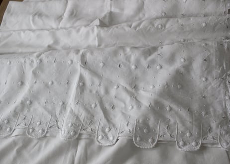 France Antique Linge Ancien Feuilles MONOGRAMピュアリネンの大判シーツ