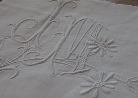 France Antique クッションカバー/MONOGRAM "J・M"