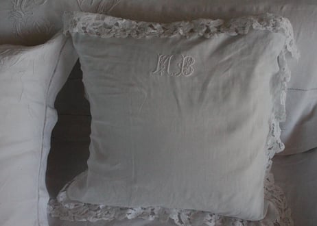 France Antique クッションカバー/MONOGRAM "M・B"