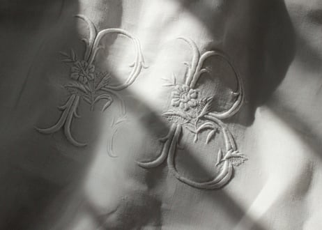 France Antique MONOGRAM“RB”　モノグラム大判シーツ