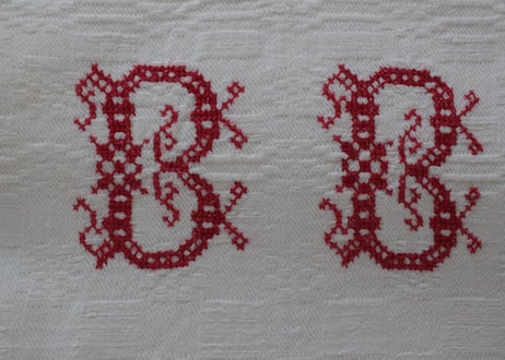 France Antique 手刺繍モノグラムクロス/MONOGRAM“BB”(数量3)