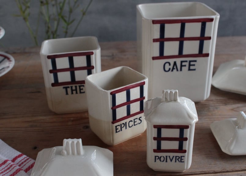 HBCM Béarn クレイユエモントロー バスク柄 陶器キャニスターセット