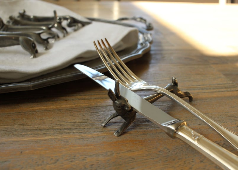 送料無料対象商品】Etain Pewter 動物達のカトラリーレスト（数量6