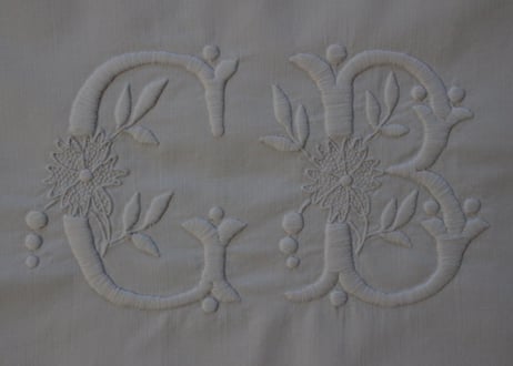 France Antique クッションカバー/MONOGRAM "C・B"