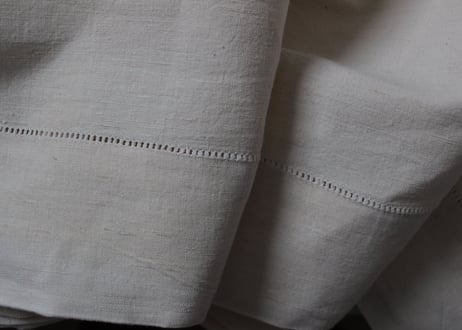 France Antique MONOGRAM“SD”赤花文字/モノグラム大判シーツ