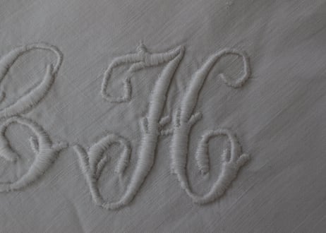 France Antique Whitework MONOGRAM "LH"  クッションカバー大