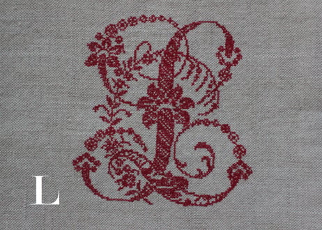 France Antique Torchons 赤ラインリネントルション/MONOGRAM(数量9)
