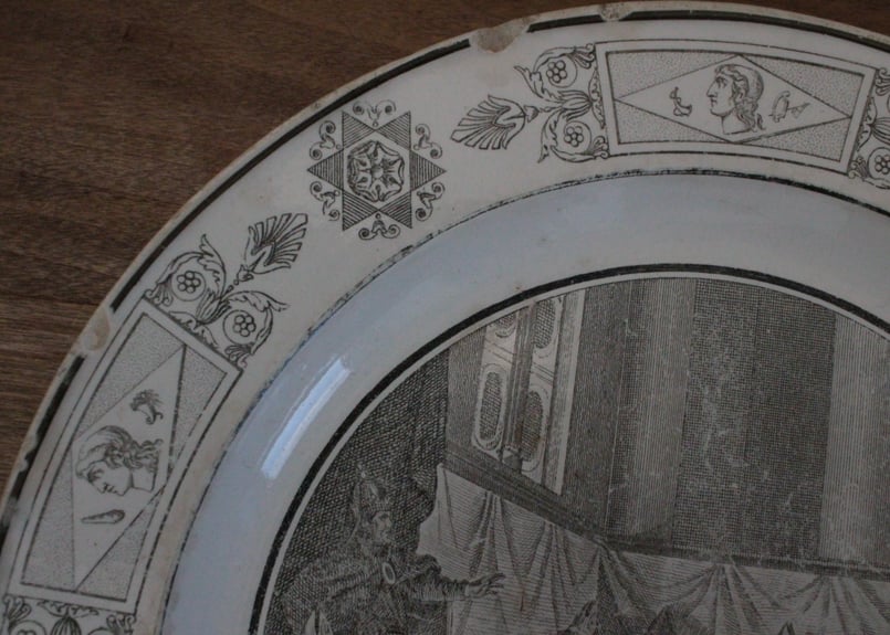 Creil et Montereau【クレイユ モントロー】グリザイユプレート（数量3