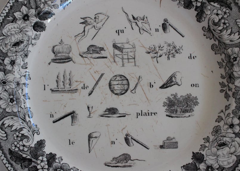 Creil et Montereau【クレイユ モントロー】グリザイユプレート（数量3